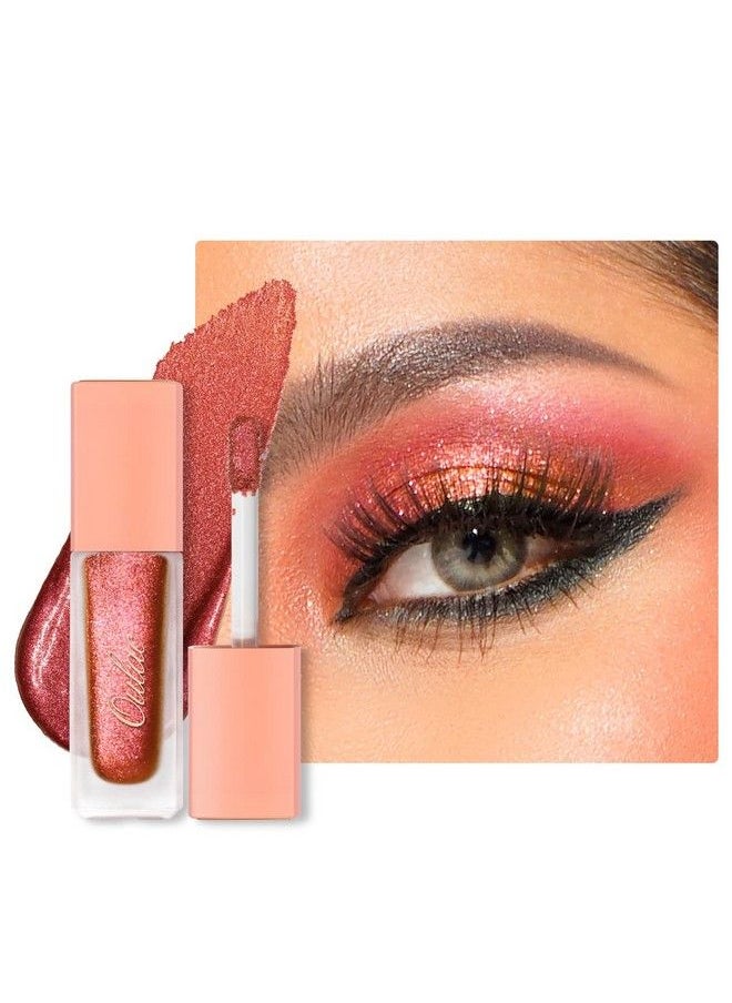 Oulac Red Orange Liquid Metallic Eyeshadow With Smooth Moisturizing Formula Liquid Eyeliner Shimmer Eye Makeup Easy to Remove Vegan & CrueltyFree019 ozRed Star(18  - Image 2