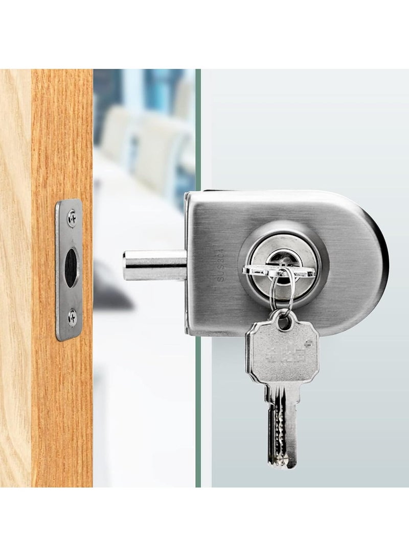 Generic Fits on 1/2 Glass 0.39 -0.47Glass Door Lock, Stainless Steel Glass Door Lock Anti-Theft Security Double Swing Hinged Frameless Push Sliding Gate Floor Latch Bolt Ground  - Image 4