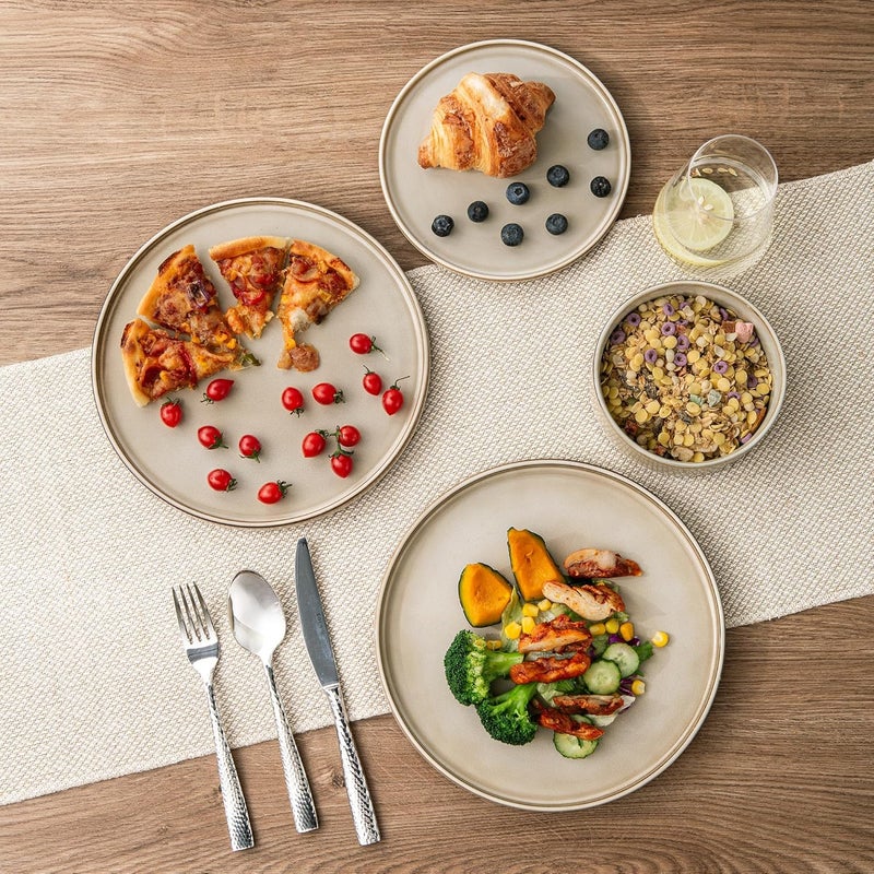 AmorArc Ceramic Dinnerware Sets Handmade Reactive Glaze Stoneware Plates and Bowls SetsHighly Chip and Crack Resistant  Dishwasher  Microwave Safe Dishes Set Service for 4 12pc - Image 4