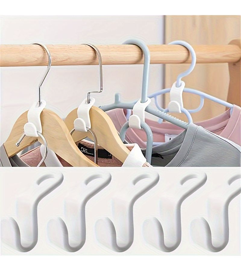 20pcs White Plastic Clothes Hanger Connectors Space Saving Wall Mounted Organizer Closet Storage Hooks - Image 4