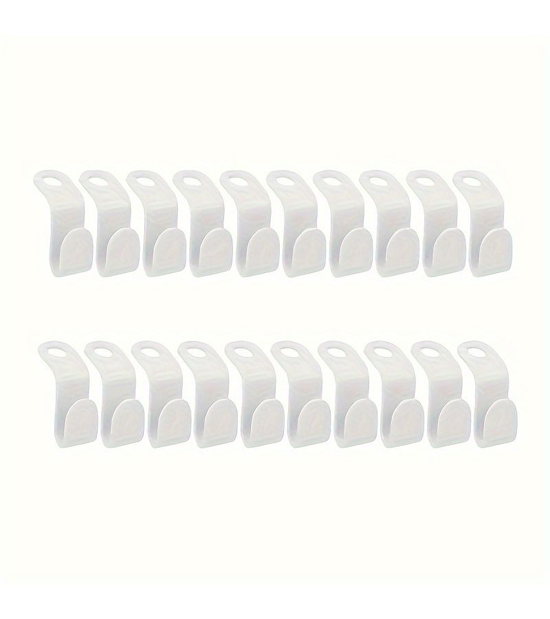 20pcs White Plastic Clothes Hanger Connectors Space Saving Wall Mounted Organizer Closet Storage Hooks - Image 2