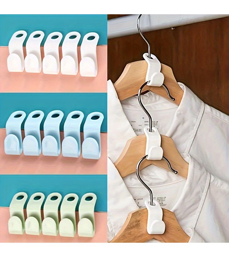20pcs White Plastic Clothes Hanger Connectors Space Saving Wall Mounted Organizer Closet Storage Hooks - Image 1