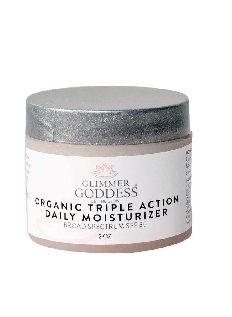 glimmer goddess GLIMMER GODDESS Organic Daily Face Cream With Green Tea, Lemon Scent, Moisturizer, Hydrating, Softening, Sun protection With Shea Butter, 2oz  - Image 1