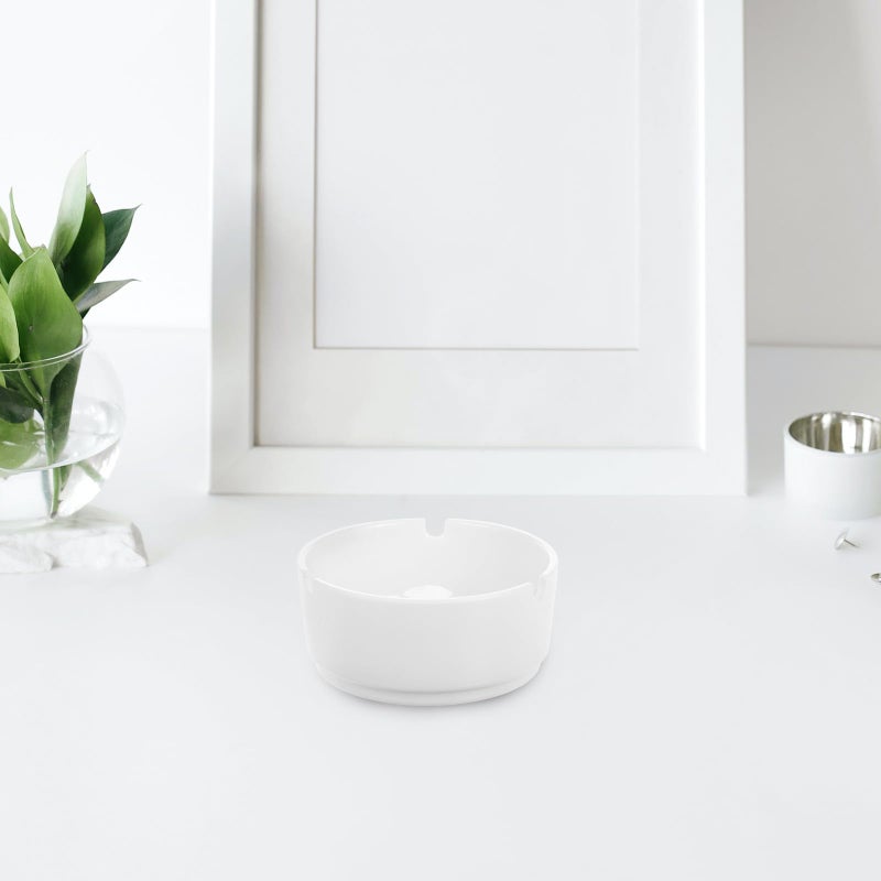 Unbreakable White Melamine Ashtray Set 2pcs Non Slip with Raised Edges for Outdoor Patio Home Office - Image 5