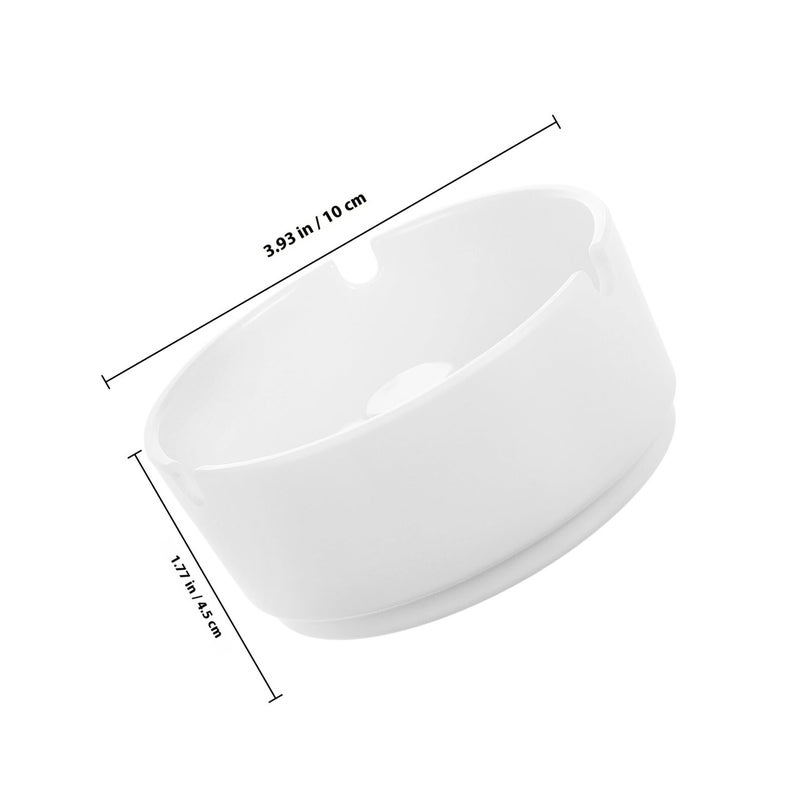 Unbreakable White Melamine Ashtray Set 2pcs Non Slip with Raised Edges for Outdoor Patio Home Office - Image 3