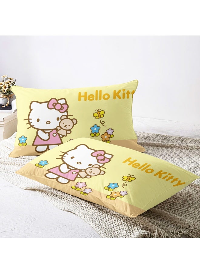 Sanrio Cartoon Sanrio Hello Kitty Cute Pattern Bedding Set, Skin-Friendly and Soft, 3-Piece Set (Includes Duvet Cover and Two Pillowcases; Duvet Cover Size: 150cm x 200cm) - Image 3