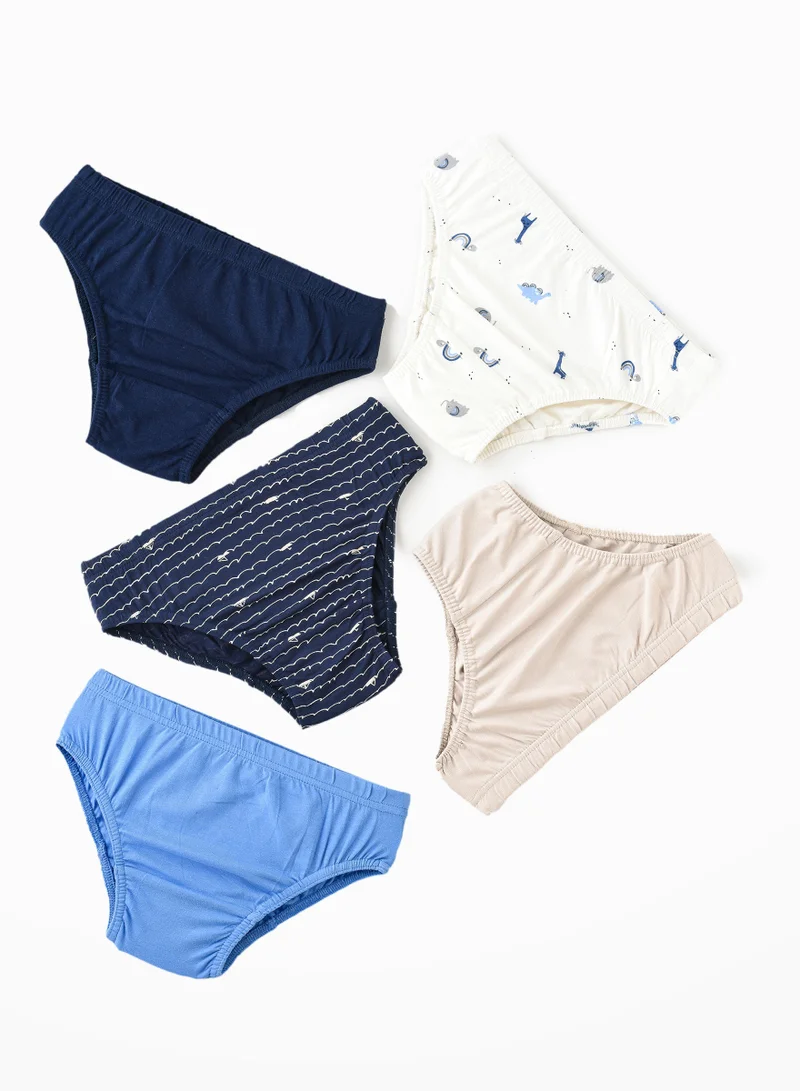 JAM 5 Pack Boys Briefs 95% Cotton 5% Elastane, Soft and Comfortable Underwear for Boys