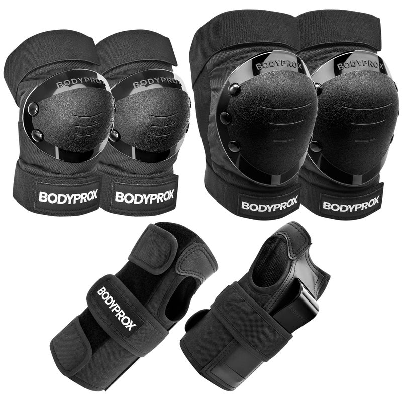 BODYPROX Knee Pads Elbow Pads Wrist Guards Set for Skateboarding, Roller Derby, BMX Ride, and Inline Skating (Medium) - Image 1