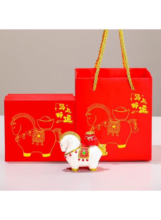 Creative Chinese Trendy Horse Fortune Bag Ingot Rotatable Home Decoration Office Desktop Ornament Company Annual Gift