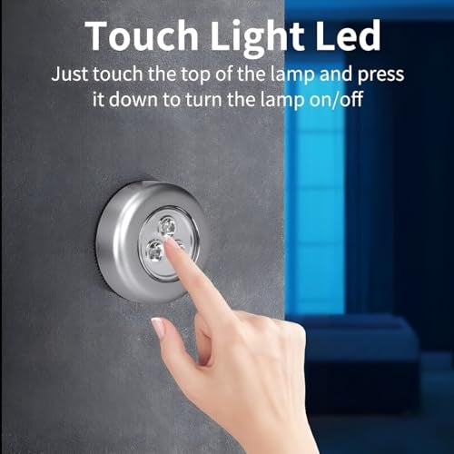 MeeTo LED Battery Wireless Night Stick Tap Touch Lamp Stick-On Push Light for Cabinets, Counters, Utility Room, Cordless Touch Light,Plastic, Crystal,Random Colour Batteri Not Included, PC1 - Image 3