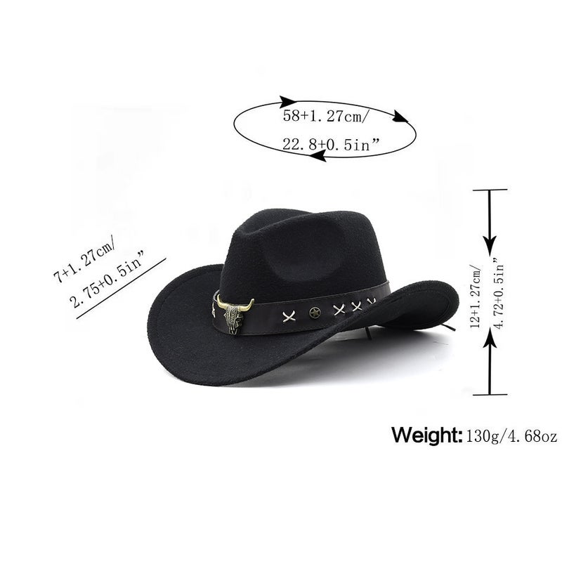Western Cowboy Hat Unisex Bull Head Riding   Felt Hat - Image 2
