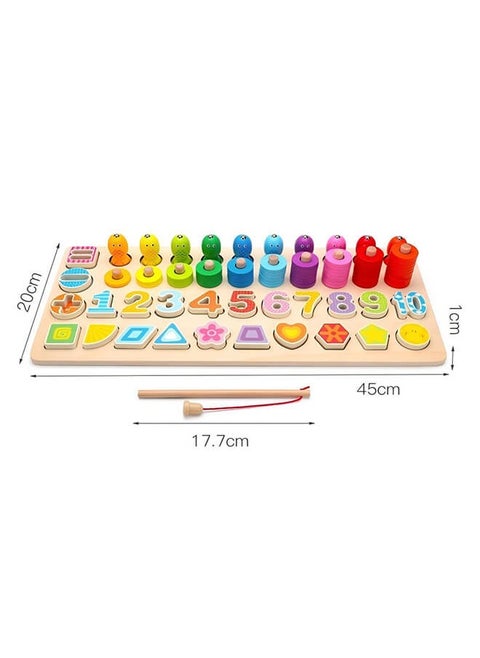 5-in-1 Safe Montessori Educational Toy – Shape Matching, Number Sorting, Fishing, Stacking & Ring Toss for Kids 2+