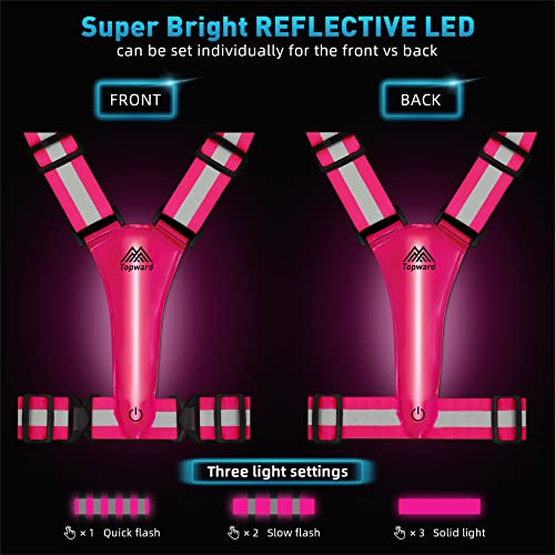 Topward LED Reflective Vest Safety Gear, Light Up Vest for Night Walking Cycling, High Visibility Running Vest with Reflective Strips, USB Rechargeable with Adjustable Waist/Shoulder - Image 3