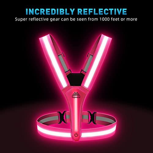 Topward LED Reflective Vest Safety Gear, Light Up Vest for Night Walking Cycling, High Visibility Running Vest with Reflective Strips, USB Rechargeable with Adjustable Waist/Shoulder - Image 2