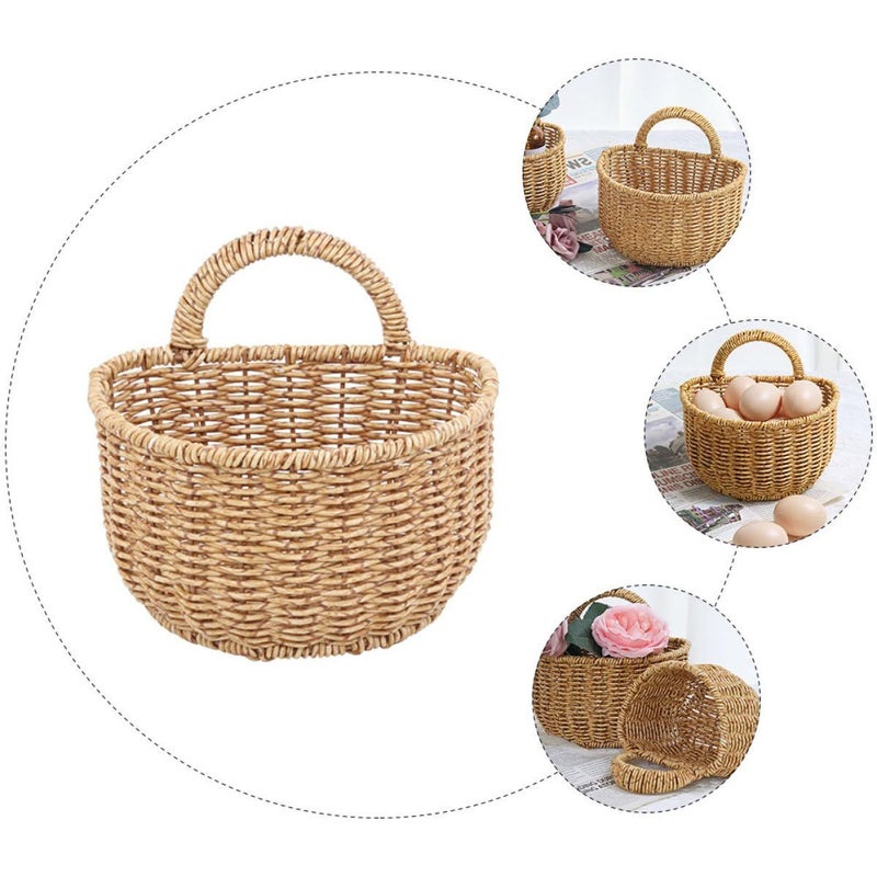 Large Kitchen Hanging Basket With Wall Mount Woven Storage For Ginger Garlic - Image 4