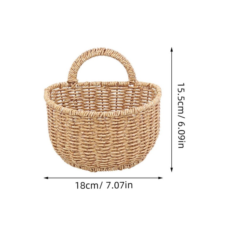 Large Kitchen Hanging Basket With Wall Mount Woven Storage For Ginger Garlic - Image 3