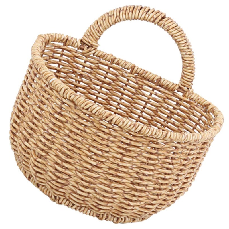 Large Kitchen Hanging Basket With Wall Mount Woven Storage For Ginger Garlic - Image 2