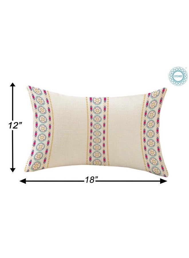 STITCHNEST Stripe Multi Printed Cotton Rectangular Cushion Covers, Set of 2 (12 x 18 Inches) - Image 3