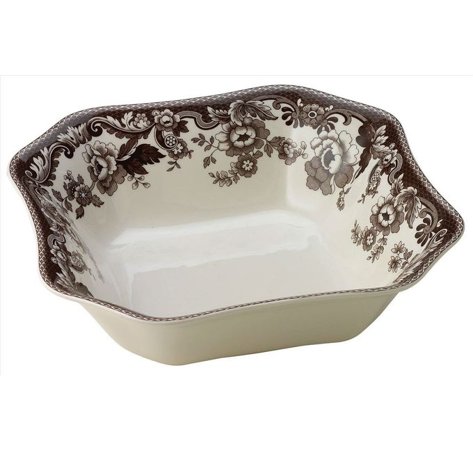 Spode Delamere Square Serving Bowl | 9.5" Large Salad Bowl for Dinner Parties, Events, and More | Made from Fine Porcelain | Microwave and Dishwasher Safe