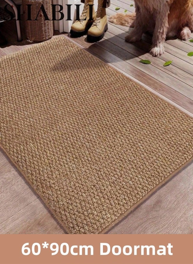 شبيلي ممسحة باب من البولي بروبلين بحجم 60×90 سم – حصيرة تنظيف الأحذية بتصميم حلقات بارزة، قاعدة قطنية – مثالية للمدخل، المطبخ، الحمام، غرفة النوم - Image 1