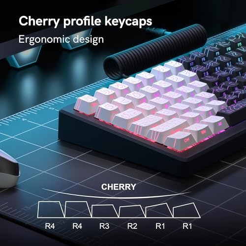 dagaladoo Double Shot PBT keycap Set,White and Black Topographic Keyboard keycaps 60 75 100 Percent,Shine Through Custom keycap Lines Backlit,Cherry Profile Key caps for US Layout Mechanical Keyboard - Image 3