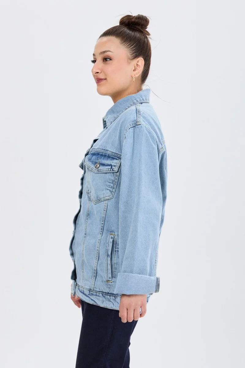 Tofisa 23814 Ice Blue Snow Flota Pocket Denim Jacket
