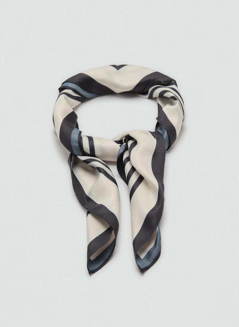 MANGO Geometric stripe-print scarf
