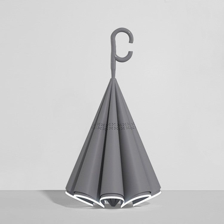 Hands-Free C-Handle Standable Reverse Umbrella Gray c-shaped handle automatic model 