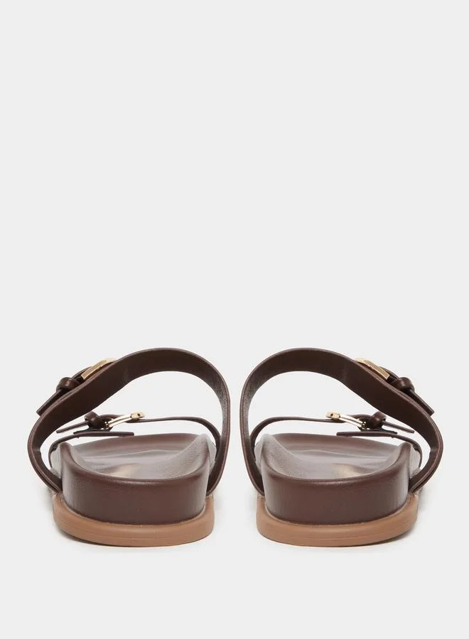 Styli Styli Double Band Buckle Detail Slip-On Sandals