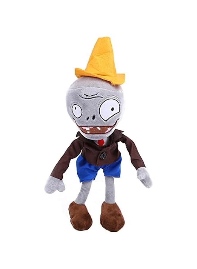 12 PVZ Plush Conehead Zombies Brown Coat Toys PVZ 1 2 Stuffed Soft Doll Roadblock Conehead Zombie New  - Image 1