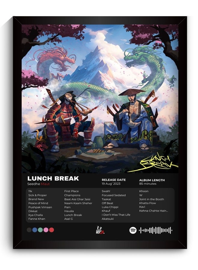 Funk You Store ملصق Funk You Store Seedhe Maut | غلاف ألبوم Lunch Break، ملصق A4 مؤطر لفنان الهيب هوب الهندي | إطار غلاف ألبوم DHH | إطار أنيق وجميل للجدران، ديكور الغرفة، هدية، طاولة الدراسة (F_092) - Image 1