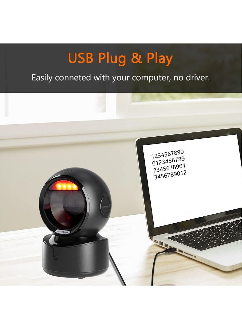 NETUM Automatic Omnidirectional Desktop 1D 2D Bar Code Barcode Scanner, Hands-Free USB Wireless QR Barcode Reader, Image Sensing for Warehouse, Supermarket, Retail Store, Bookstore Pos System - Image 3