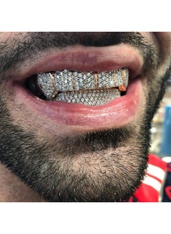 TOPGRILLZ Grillz Vampire Teeth Silver Grills For Your Teeth Diamond Grillz For Women 18K Gold Plated Iced Out Hip Hop Teeth Men Rapper Costume Cosplay Extra Molding Bars（Silver）  - Image 5