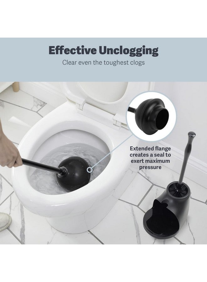 Casabella Bowl Brush & Plunger Combo - Heavy-Duty Toilet Plunger and Cleaning Brush, Ergonomic Handles, Durable Bowl Brush, Tackles Tough Clogs, Discreet Storage - Image 4