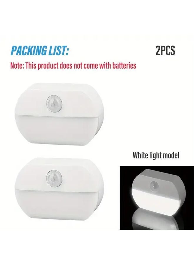 موديل الضوء الأبيض 2 قطعة إضاءة ليلية LED بجهاز استشعار ذكي للتركيب على الحائط لغرفة النوم، الخزانة، السلالم - Image 1