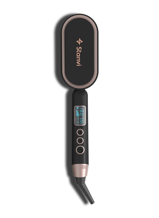 Stanvi Pro Hair Straightener Brush "Premium" Black  - Image 1