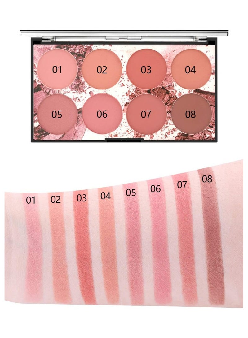 SYOSI 2Pcs Blush Palette, 8 Colors, Professional Powder for Highlight & Contour, Makeup Cosmetics - Image 2