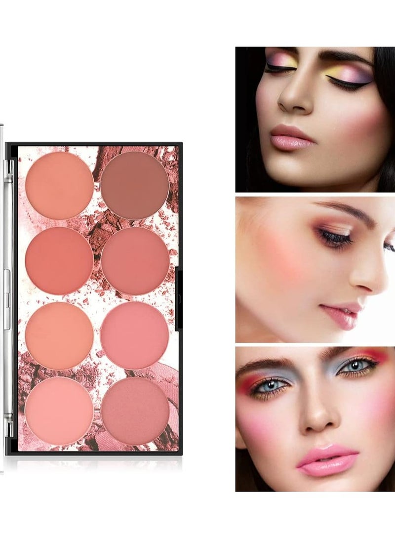 SYOSI 2Pcs Blush Palette, 8 Colors, Professional Powder for Highlight & Contour, Makeup Cosmetics - Image 5