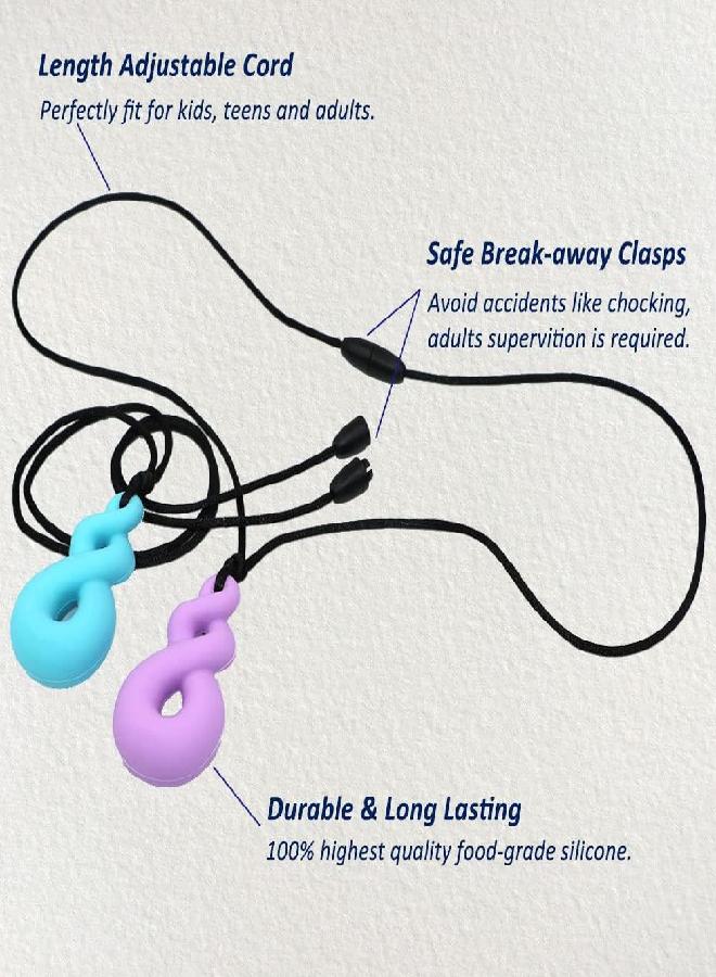 MaberryTech Direct Chew Necklace for Boys and Girls, Silicone Chew Toys for Kids Teardrop Twist Pendants, Chewy Necklace Sensory for Autism or Oral Motor Special Needs BPA Free - 4 PCS Set - Image 4
