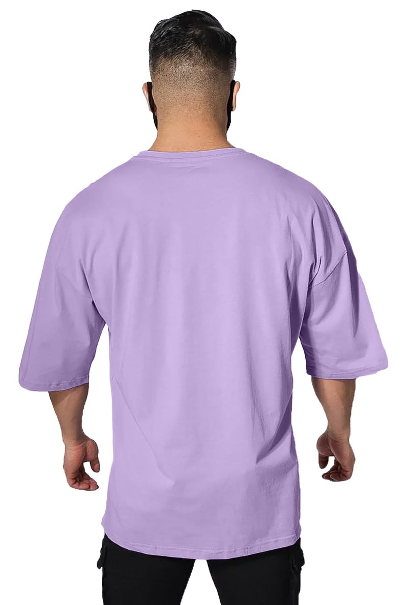 LEOTUDE Cotton Blend Half Sleeve Dragon Printed Oversized T-Shirts for Men (FS49PRPLE_DRGN_P_Purple_Color_L) - Image 2