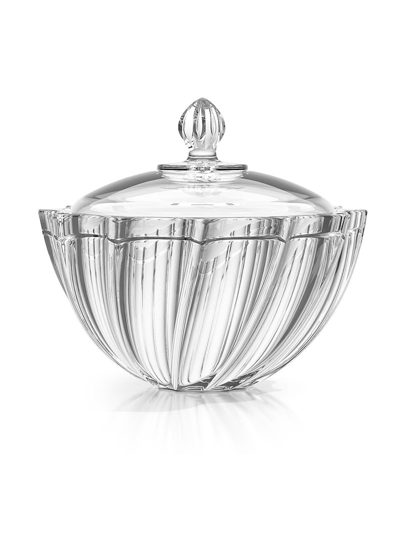 City Glass: Twist  Sugar Set – 190ML Transparent Glass sugar Bowl with Cover, Elegant Serving Dish for Sugar, Sweets, Nuts, and Treats