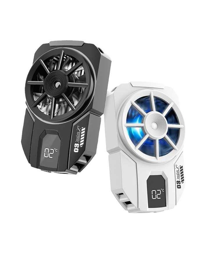 MEMO DLA3 Digital Display Cooling Fan Radiator Semiconductor Phone Cooler for PUBG Gaming White - Image 1
