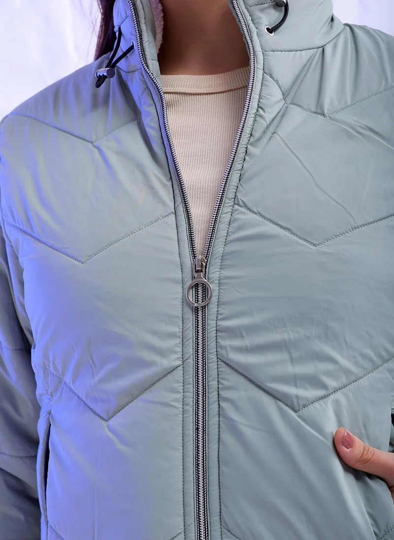 Freehand  Women Slim Fit Solid Puffer Jacket for Women | Best Price UAE