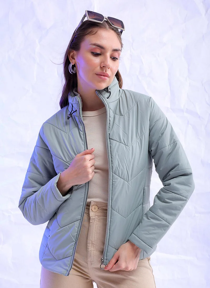 Women Slim Fit Solid Puffer Jacket
