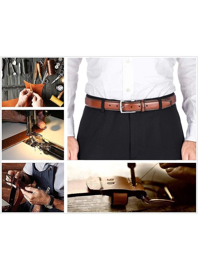 KM Legend Men's Genuine Leather Dress Belts Made with Premium Quality - Classic and Fashion Design for Work Business and Casual, Essential Brown, 34 - Image 4