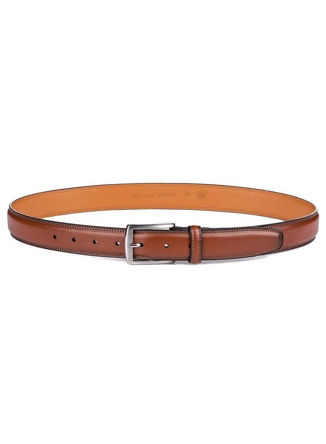 KM Legend Men's Genuine Leather Dress Belts Made with Premium Quality - Classic and Fashion Design for Work Business and Casual, Essential Brown, 34 - Image 3