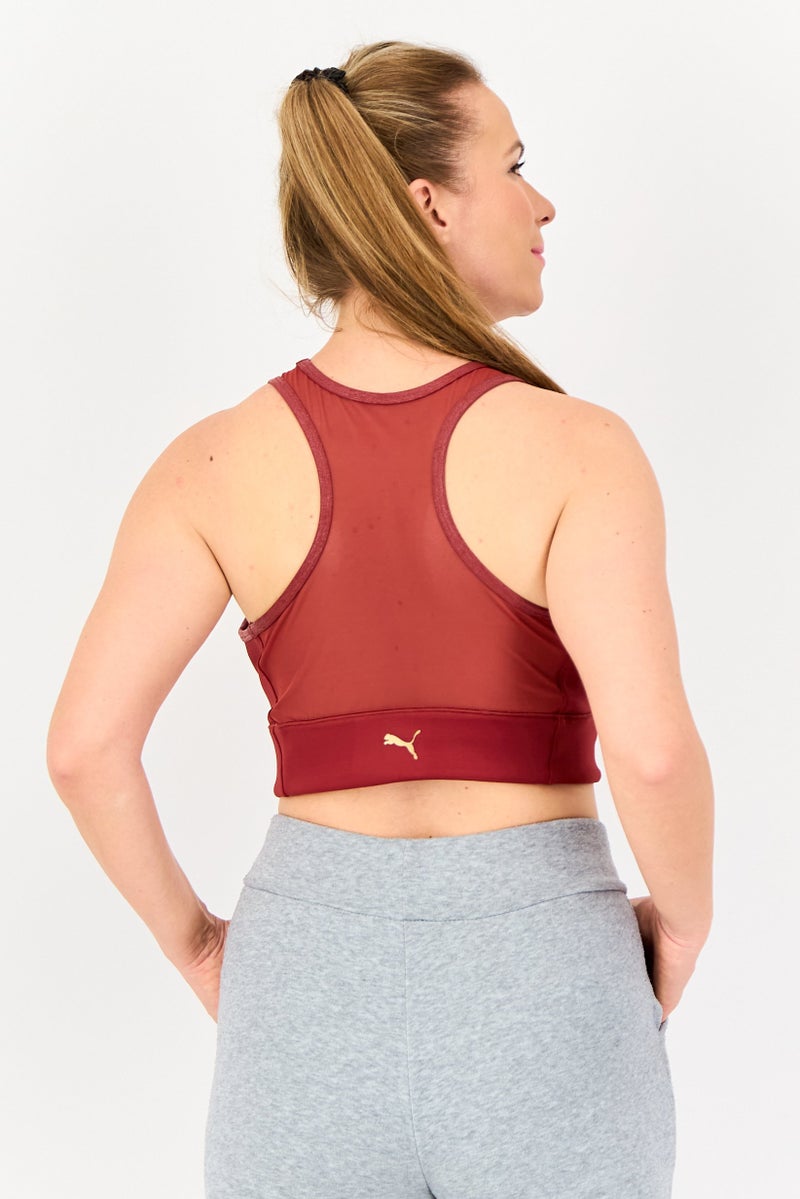 PUMA Women Non Padded Training Sports Bra, Maroon - Image 3