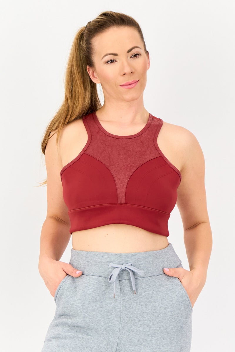 PUMA Women Non Padded Training Sports Bra, Maroon - Image 1