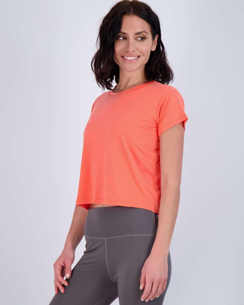 REALESSENTIALS Real Essentials 5 Pack: Women's Dry-Fit Crop Top Short Sleeve Shirts Workout Gym Cropped Athletic Tee (Available in Plus) - Set 3, S - Image 2