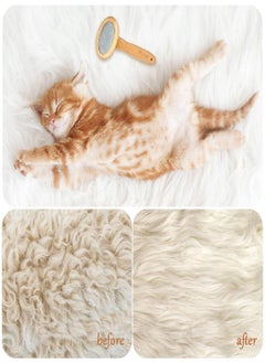Patelai Sheepskin Wool Brush Stainless Steel Pins Bamboo Slicker Carding Rug Comb Macrame Brush Fur Brushes Wool Carding Brushes with Long Prongs for Unmat Fur Rugs Pillows Short Hair Pet Grooming Deshedding  - Image 3